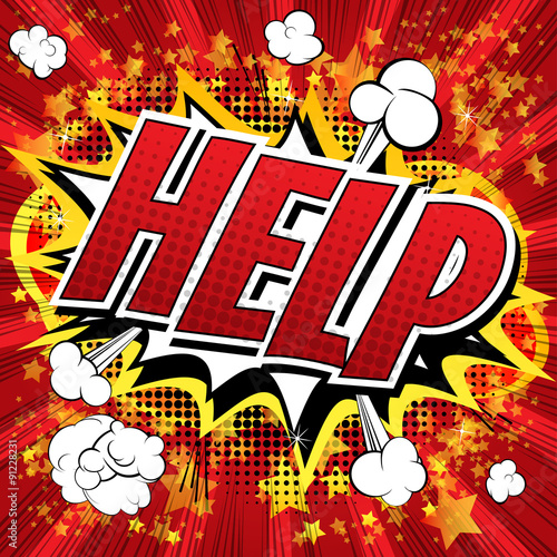 Fototapeta Help - Comic book style word on comic book abstract background.