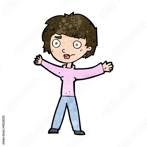 cartoon woman waving arms