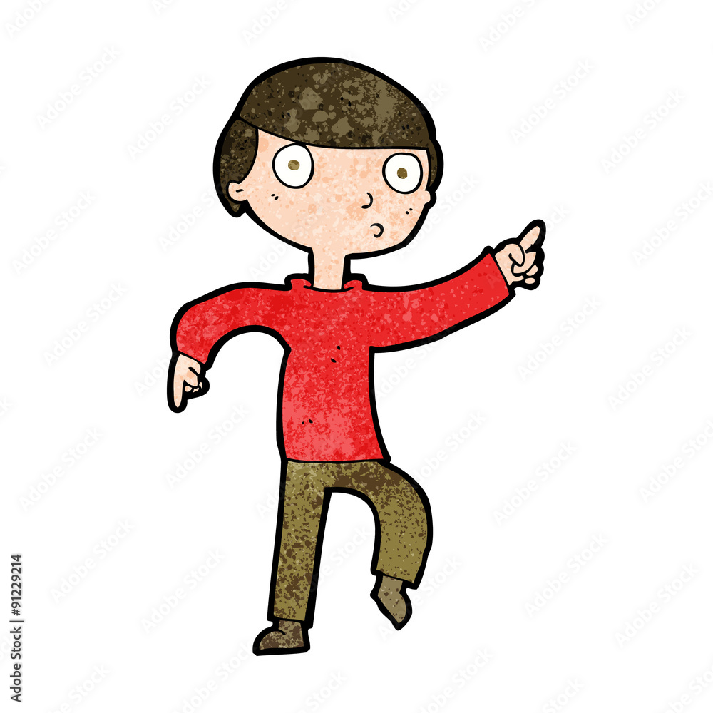 Obraz premium cartoon boy pointing