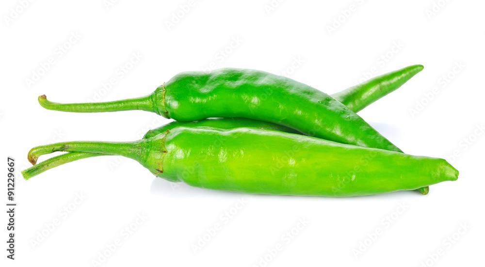 Green hot chili pepper isolated on white Green hot chili pepper isolated on white