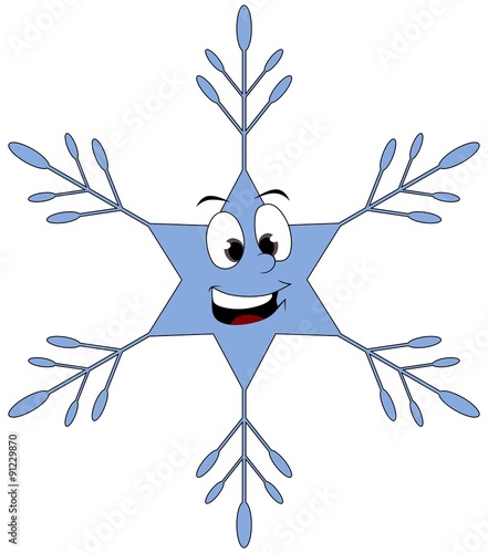 Happy snowflake isolated on white