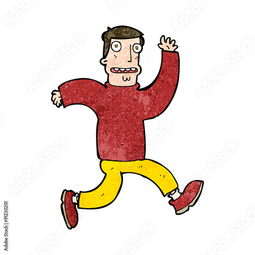 cartoon terrified man