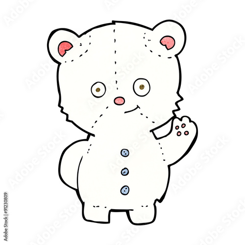 cartoon waving polar bear cub