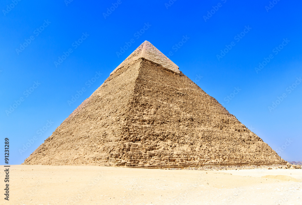 pyramids with  of Giza in Cairo, Egypt.