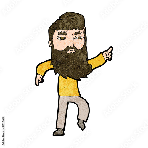 cartoon bearded man pointing the way