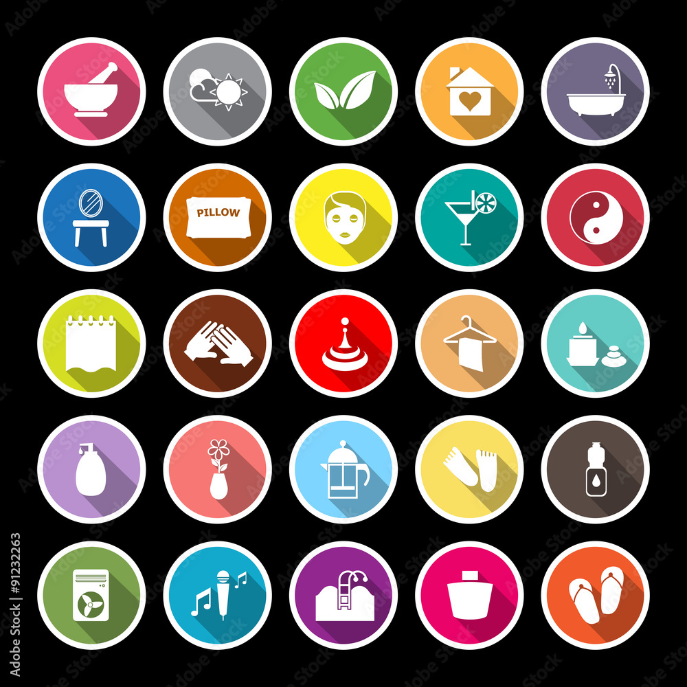 Massage flat icons with long shadow Massage flat icons with long shadow