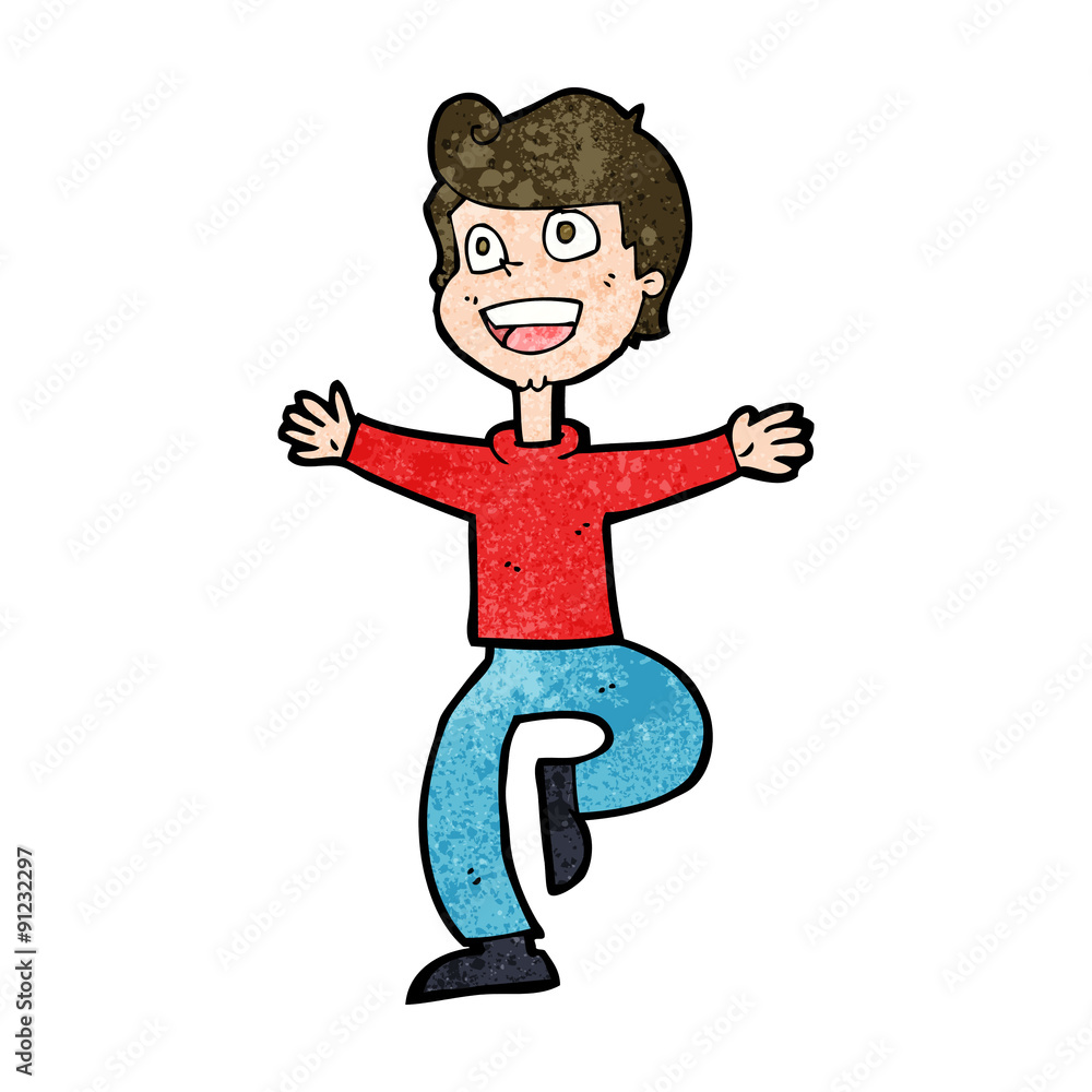 cartoon excited boy