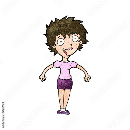 cartoon excited woman