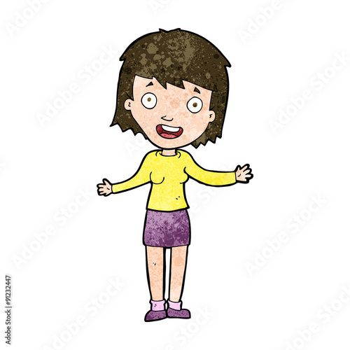 cartoon excited woman