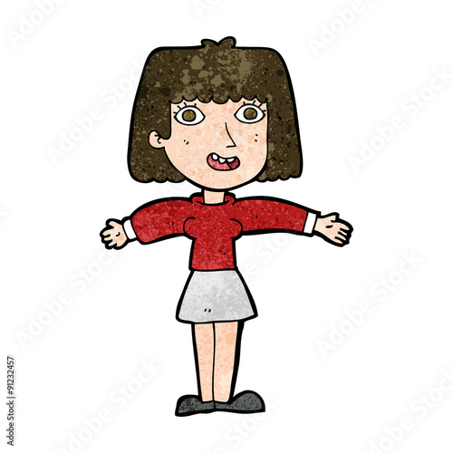 cartoon excited woman