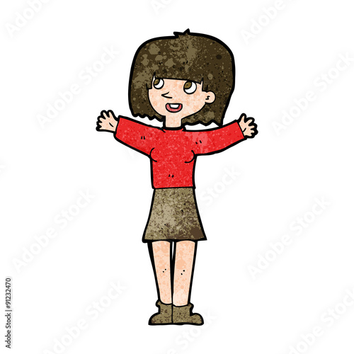 cartoon excited woman