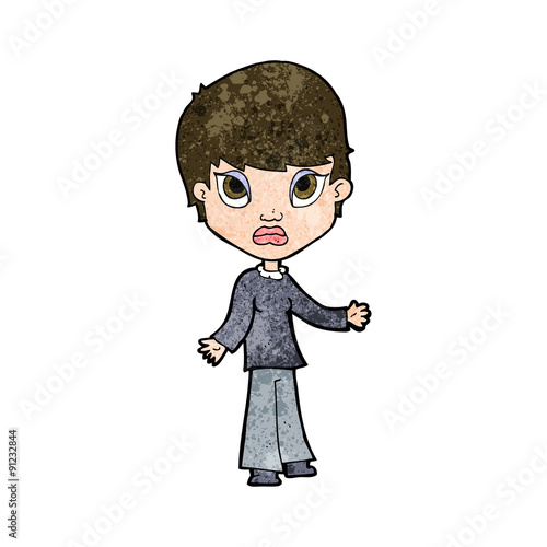 cartoon woman shrugging shoulders