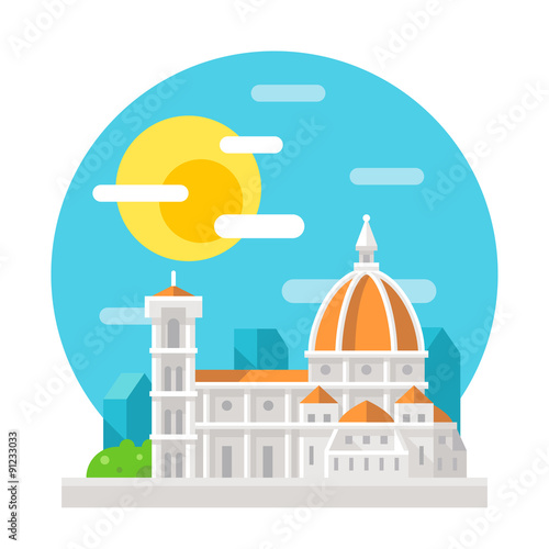 Florence cathedral flat design landmark