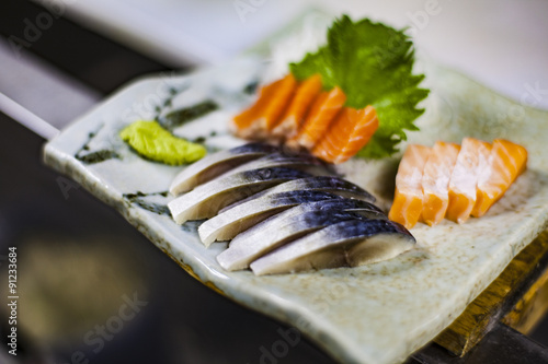 Sashimi Plate at a Sushi Restaurant