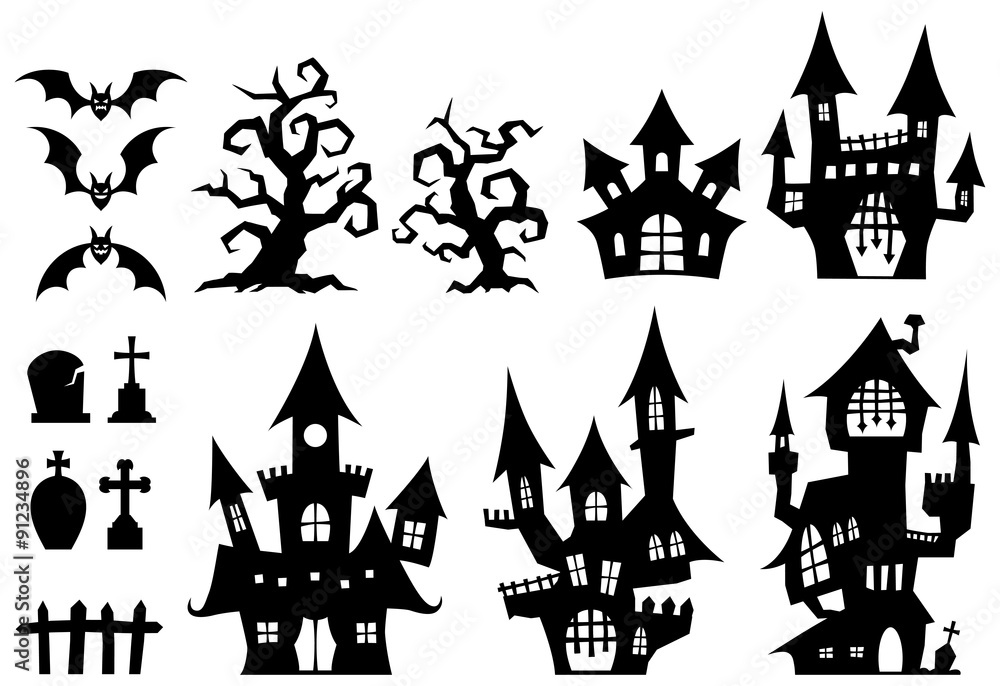 Obraz premium ハロウィン：ゴーストハウスセット