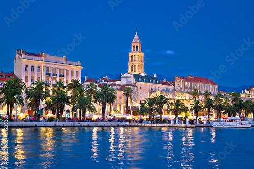 Colorful split waterfront evening view