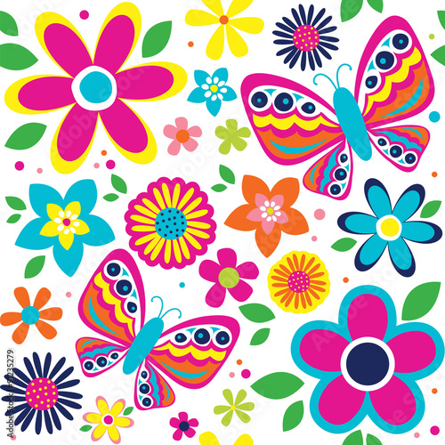 spring pattern with cute butterflies suitable for gift wrap or wallpaper background