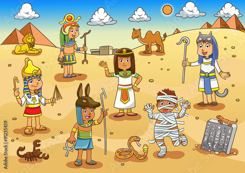 Illustration of egypt child cartoon.