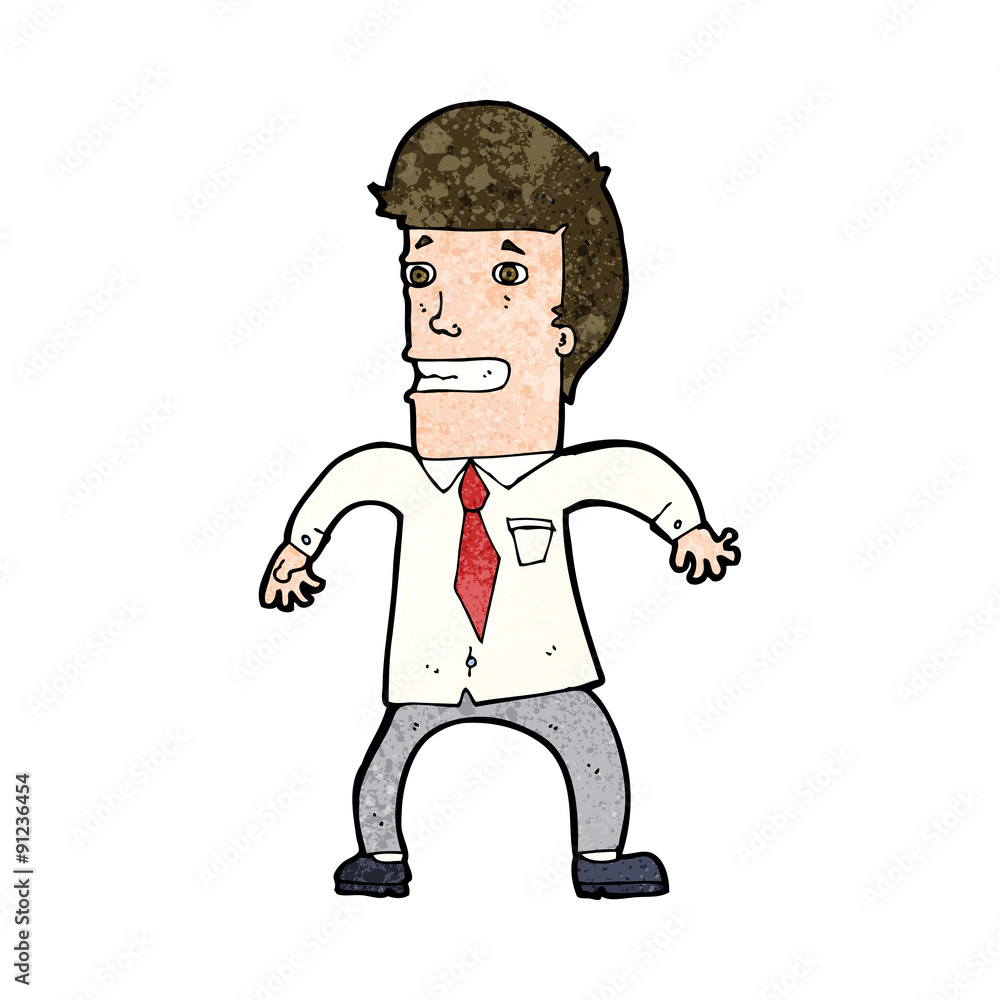 cartoon nervous businessman