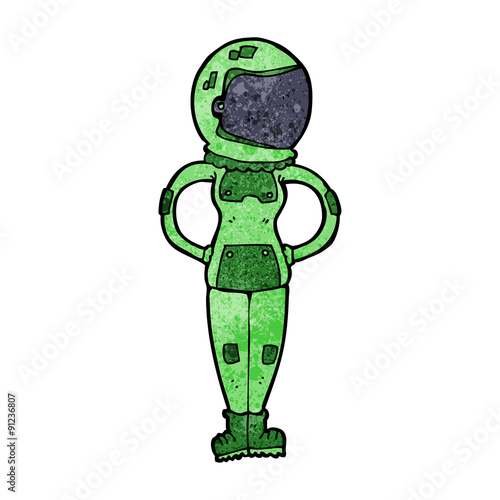cartoon female astronaut