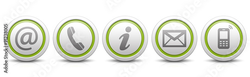 Contact Us – Set of light gray buttons with reflection & light green