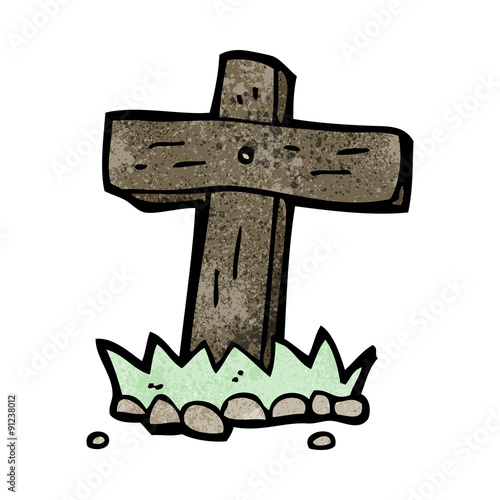 cartoon wooden cross grave