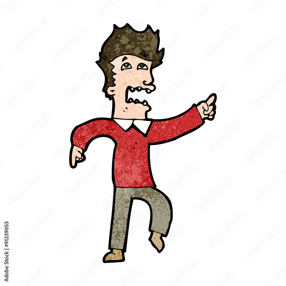 cartoon frightened man pointing cartoon frightened man pointing
