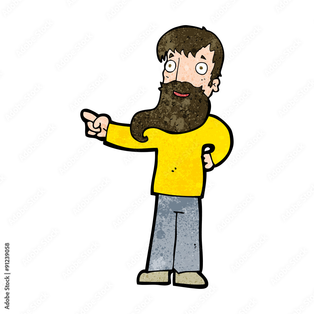 cartoon man with beard pointing cartoon man with beard pointing