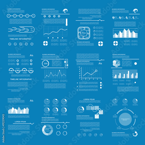 Vector set of business data visualization