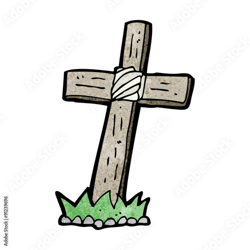 cartoon wooden cross grave