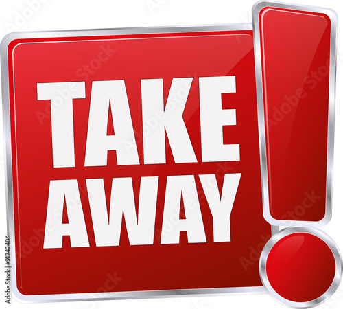 modern red take away sign