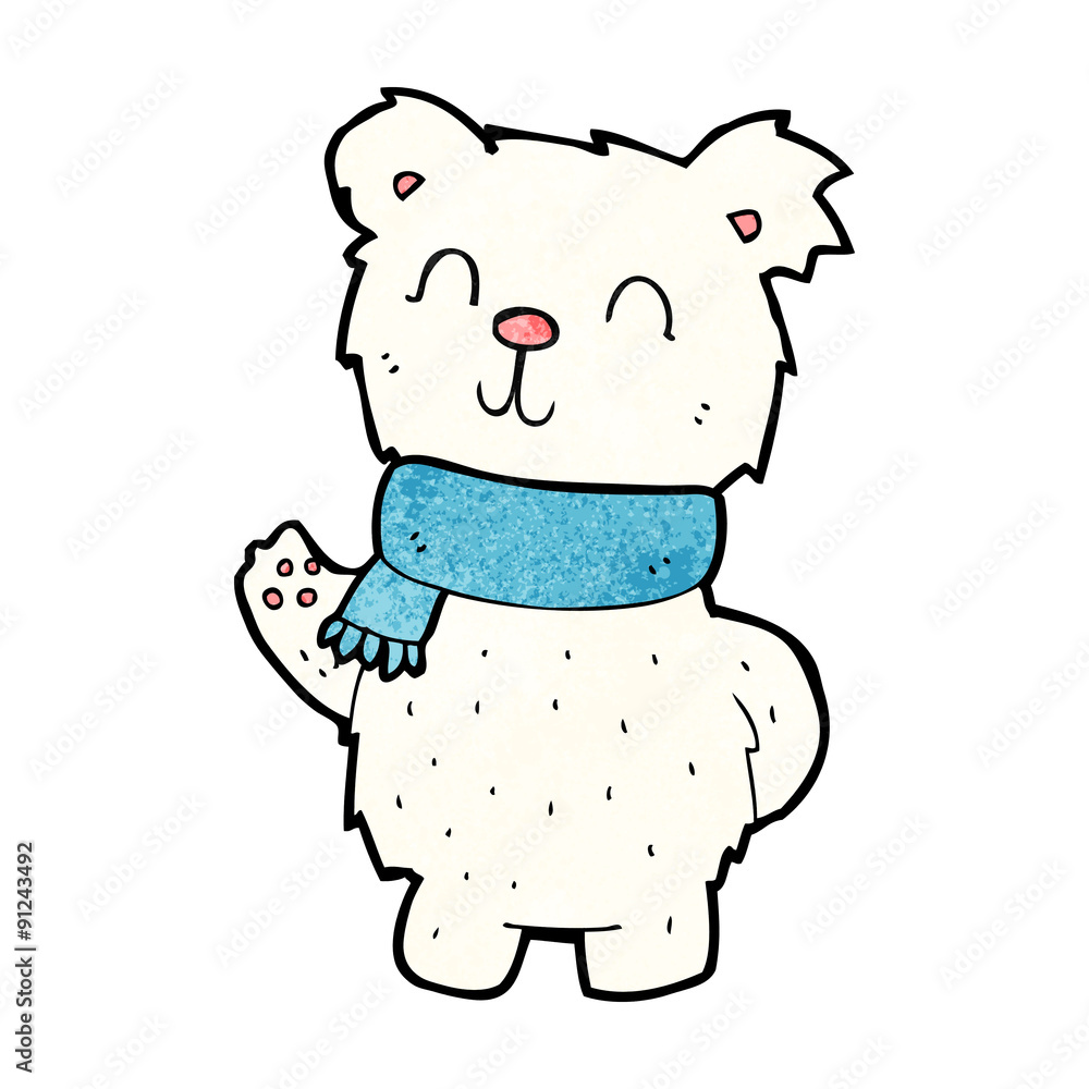 Obraz premium cartoon waving polar bear