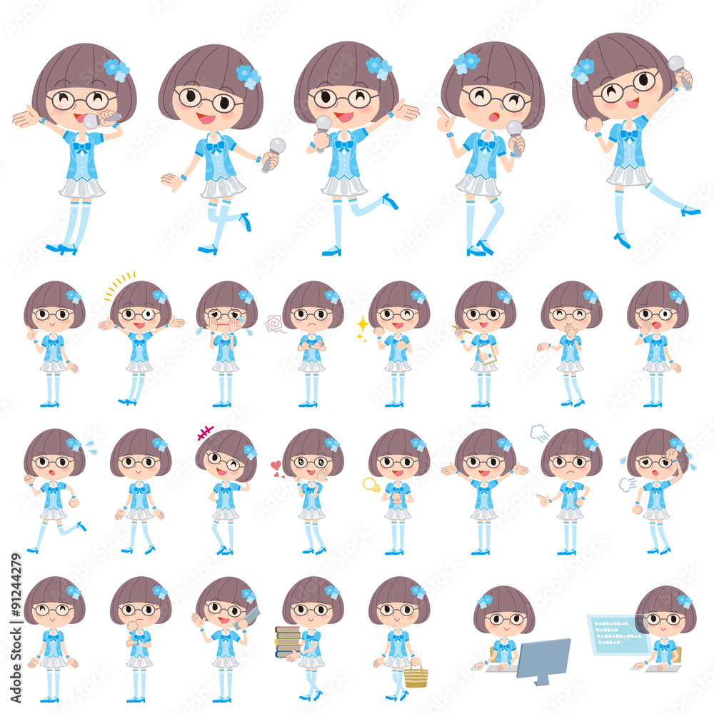 Pop idol in blue costume Pop idol in blue costume
