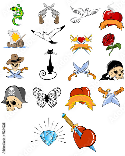 Different tattoo set