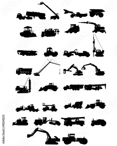 Construction machinery silhouettes