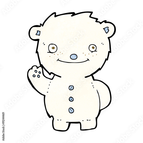 cartoon waving polar bear