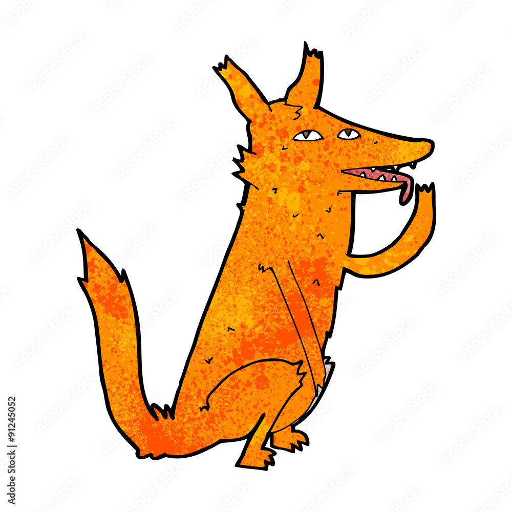 cartoon fox licking paw cartoon fox licking paw