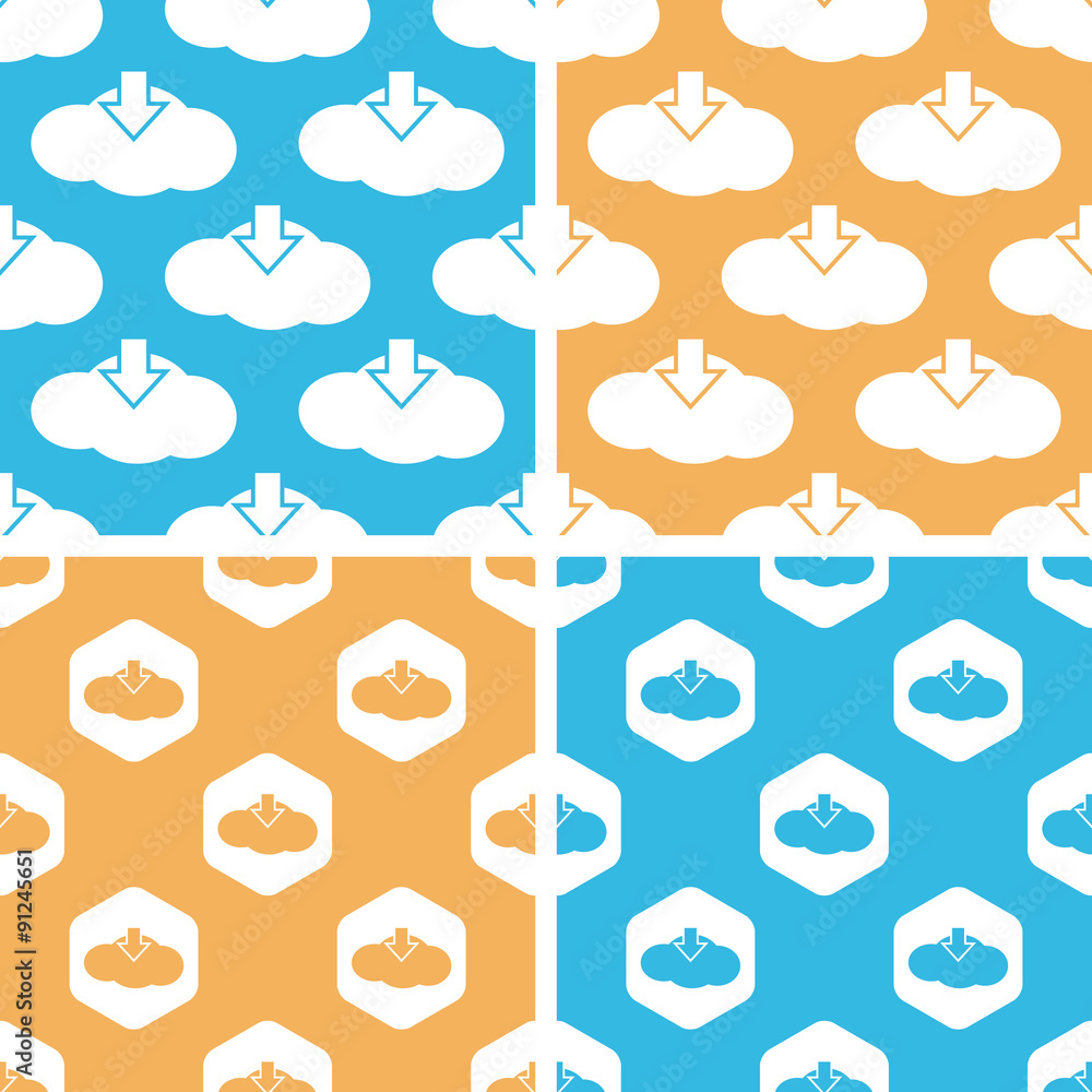 Cloud download pattern set, colored Cloud download pattern set, colored