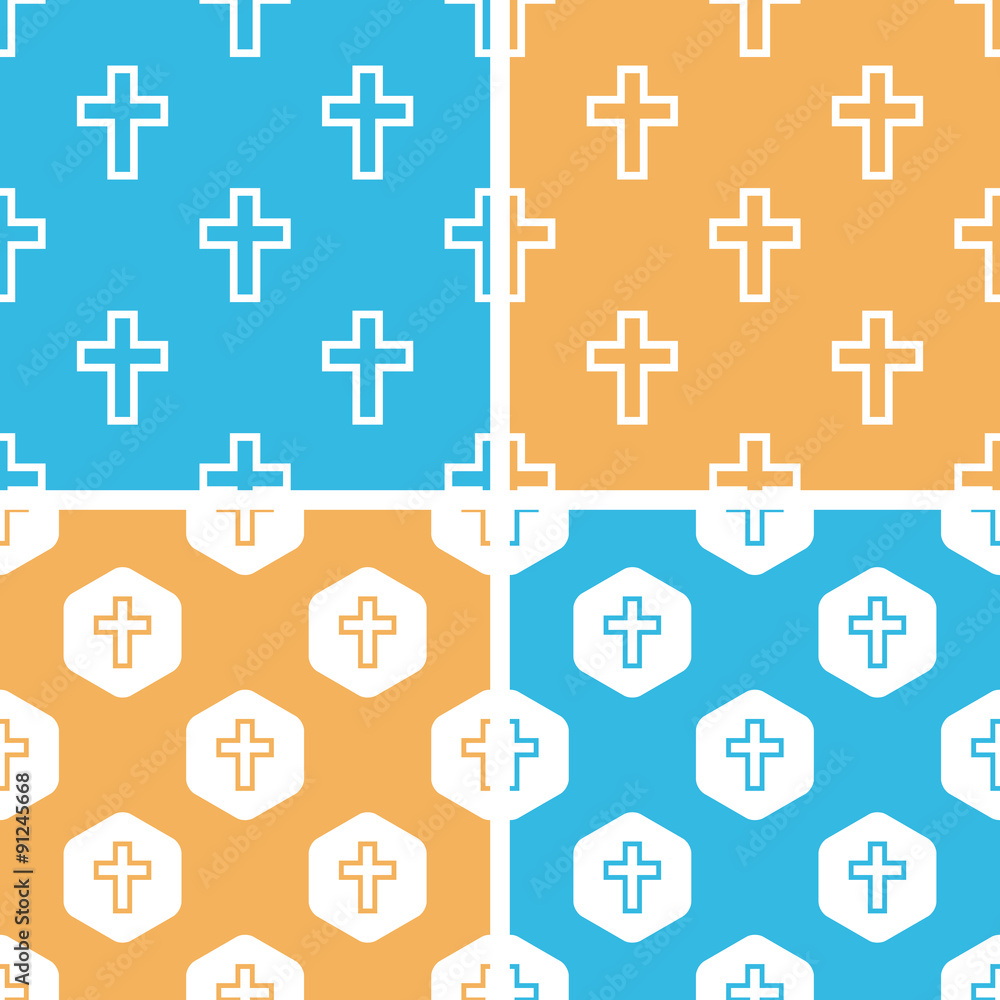 Catholic cross pattern set, colored