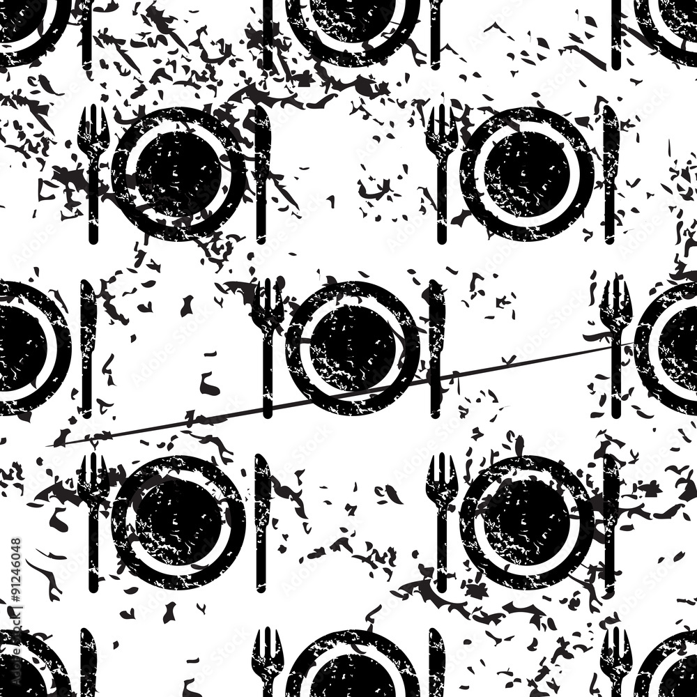 Obraz premium Dishware pattern grunge, monochrome