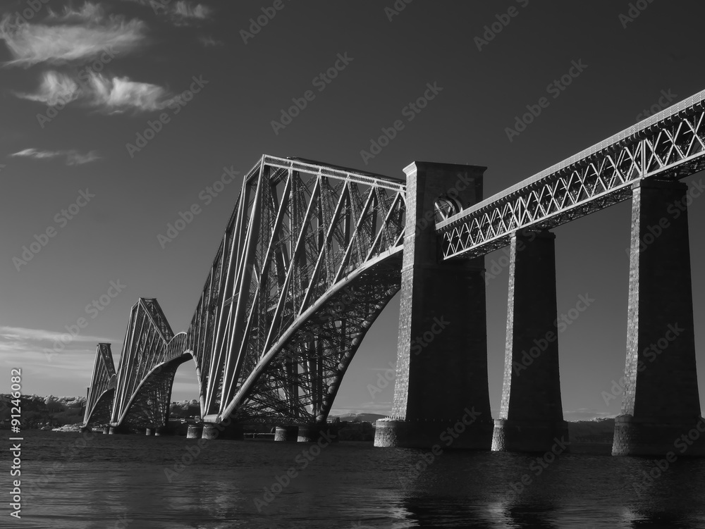 An infrared image of the Forth Rail Bridge, South Queensferry, Scotland