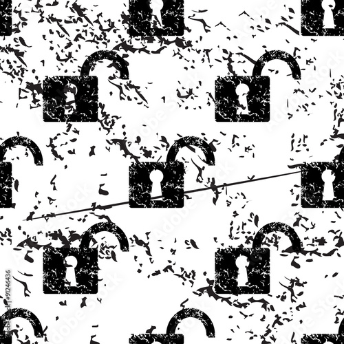 Open padlock pattern grunge, monochrome