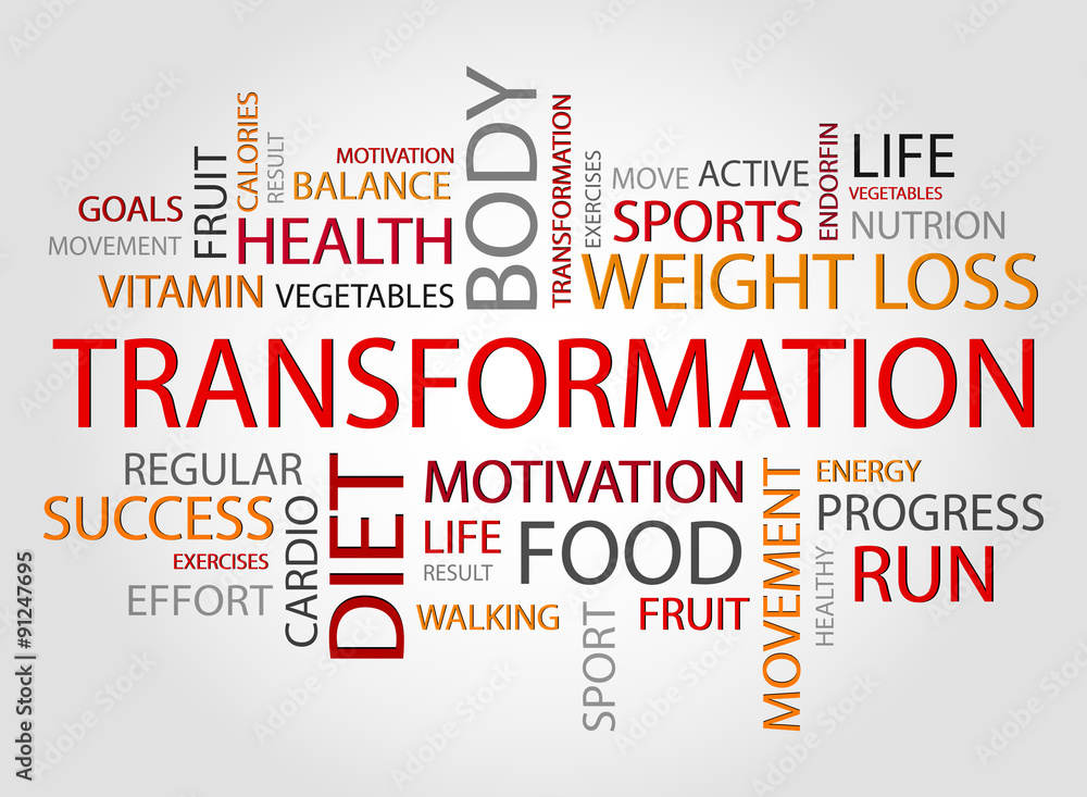 Obraz premium Transformation words concept, Health,Sport, Medical and Fitness concept