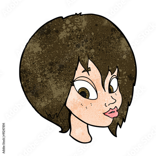 cartoon pretty female face pouting