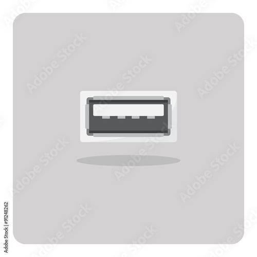 Vector of flat icon, usb port on isolated background