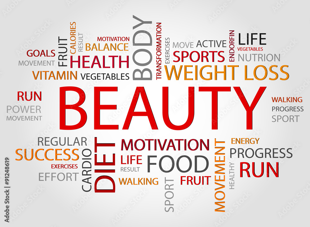Fototapeta premium Beauty words concept, Health,Sport, Medical and Fitness concept
