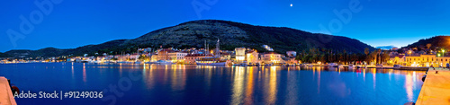Town of Vis waterfront evening panorama photo