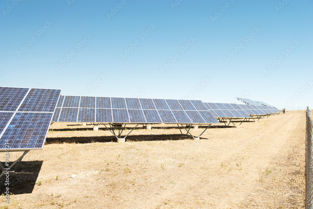 Panels of solar power station on the field Panels of solar power station on the field