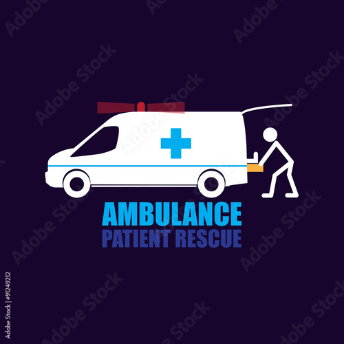 Patient Rescue ambulance vector and Symbol