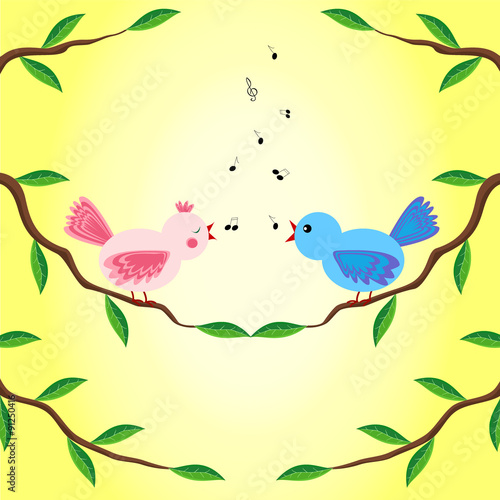 Two birds singing a song